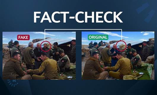 Photographs shared by Iranian media claiming to illustrate Peshraw Dizayee's ties to Israel, but appear to have been doctored.  