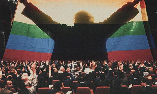Top: A person holding the LGBTQI+ flag during a pride parade in New Delhi, India, on January 8, 2023. Photo: Sajjad Hussain/AFP. Bottom: Iraqi lawmakers vote during a parliamentary session. Photo: AFP
