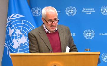 Stephane Dujarric, spokesperson for the UN secretary-general, responds to a question from Rudaw on December 22, 2025. Photo: Screengrab/Rudaw