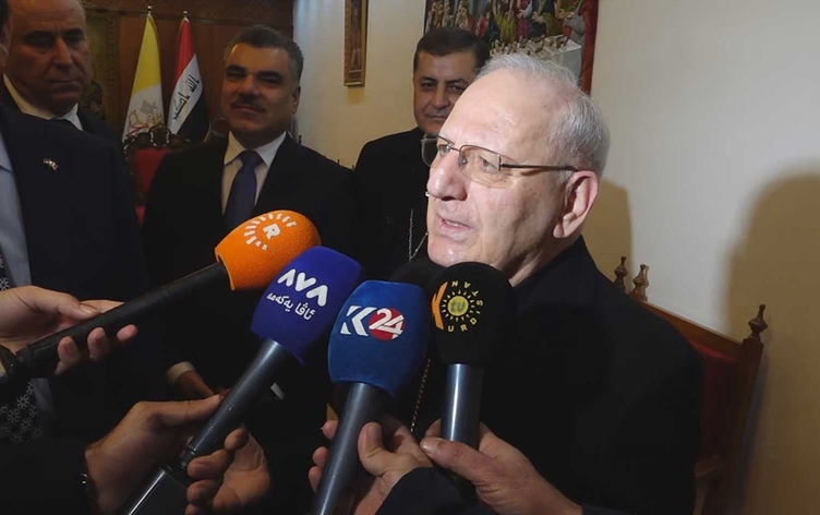 Cardinal Louis Raphael Sako, Patriarch of the Chaldean Catholic Church in Iraq and the World, speaking to reporters in Baghdad on December 25, 2025. Photo: Screengrab/Rudaw