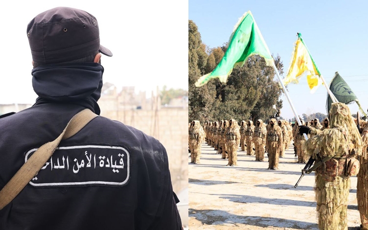 Syrian government forces (left) and SDF members (right). Photos: SANA/SDF Press. Graphic: Rudaw