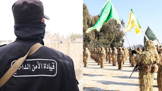 Syrian government forces (left) and SDF members (right). Photos: SANA/SDF Press. Graphic: Rudaw